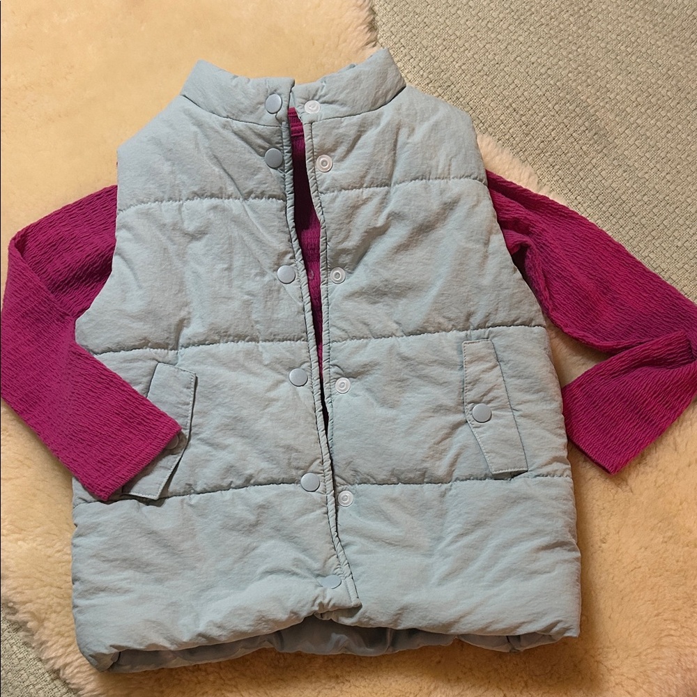 Winter Color Pop Girls Bundle Light Blue Puffer Vest Pink and Purple Tops 5T - Picture 2 of 14